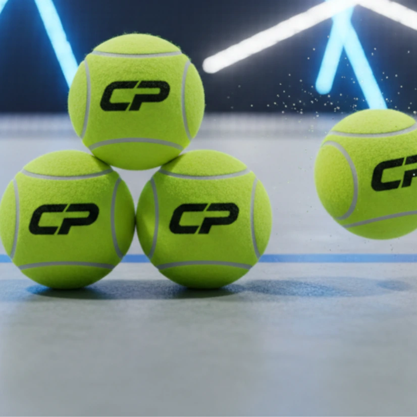 Three stacked Carbopadel padel balls
