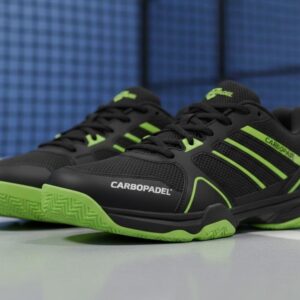 CarboPadel Kinetic Pro green shoes front view showing breathable mesh and laces