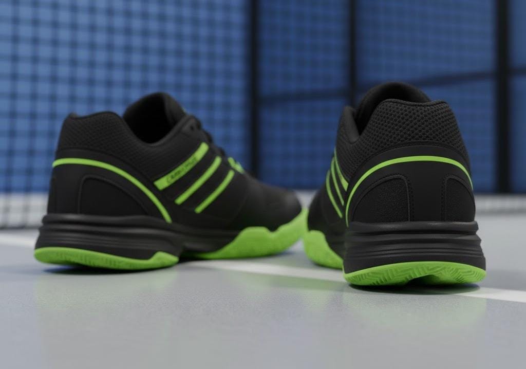 CarboPadel Kinetic Pro – High-Performance Green Padel Shoes with Enhanced Grip 2 Side profile of CarboPadel green padel shoes showing cushioned sole and heel support