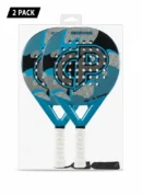 Pack of 2 teal and blue camouflage padel racket with a grey "GP" logo and a white grip.