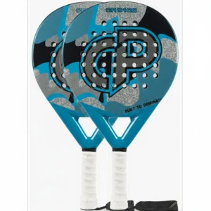 Pack of 2 teal and blue camouflage padel racket with a grey "GP" logo and a white grip.